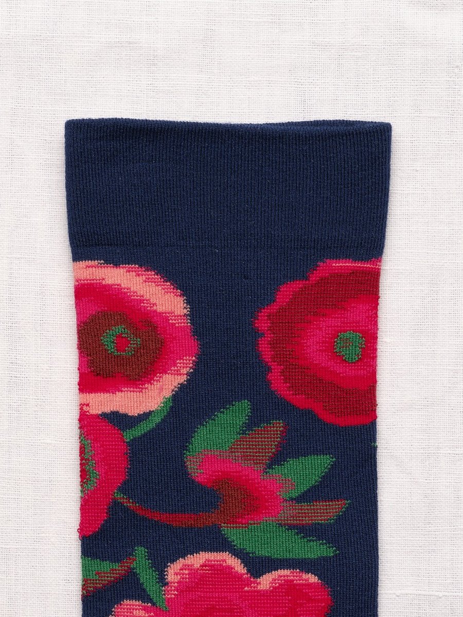 Deep Blue Flowers Socks