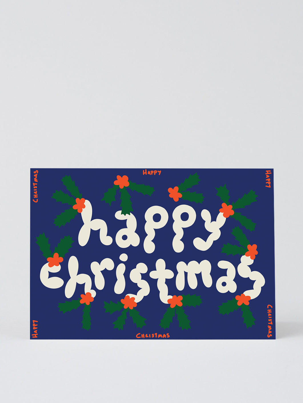Happy Christmas Holly Embossed Card