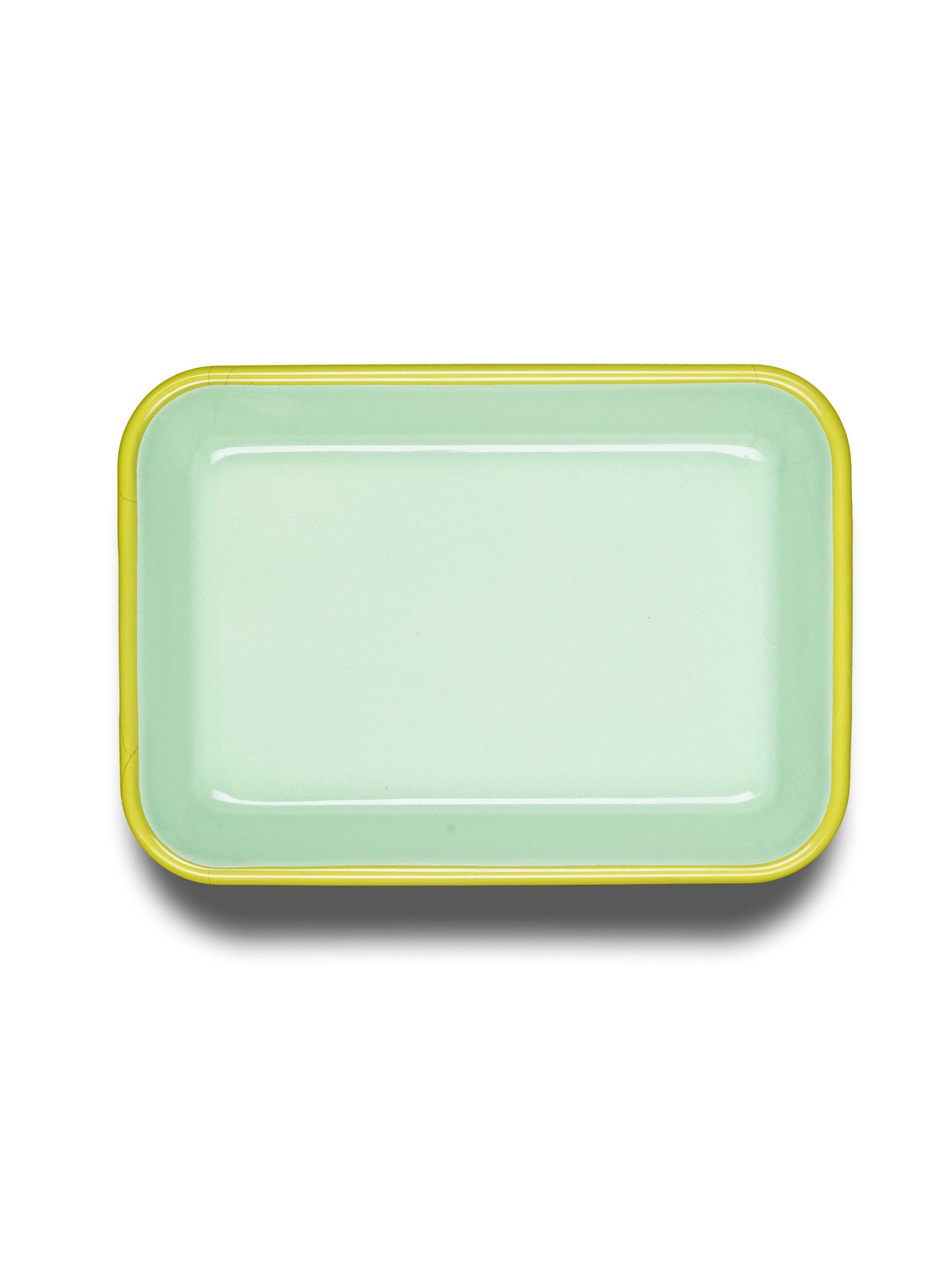 Mint with Olive Rim Large Enamel Baking Dish