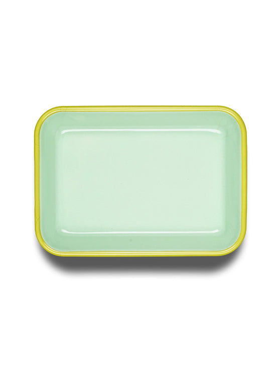 Mint with Olive Rim Large Enamel Baking Dish
