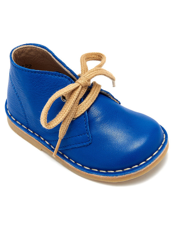 Cobalt Leather Kids Lace Up Boots
