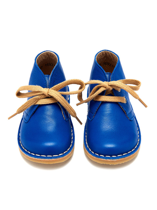 Cobalt Leather Kids Lace Up Boots