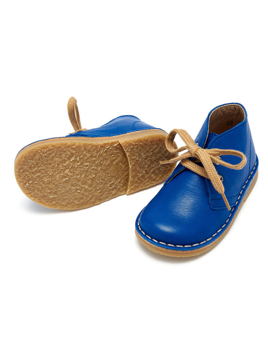 Cobalt Leather Kids Lace Up Boots