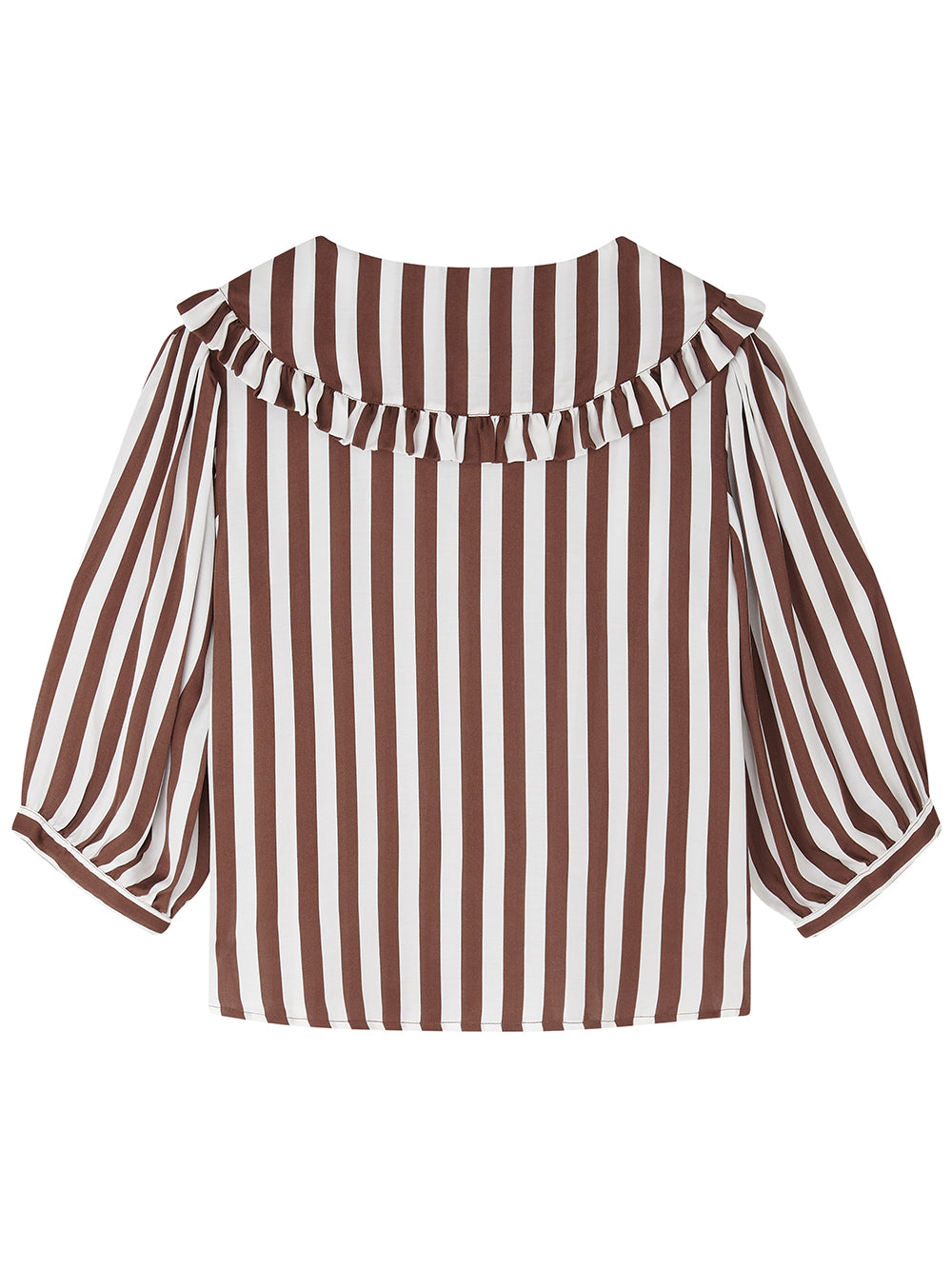 Brown Stripe Collared Blouse
