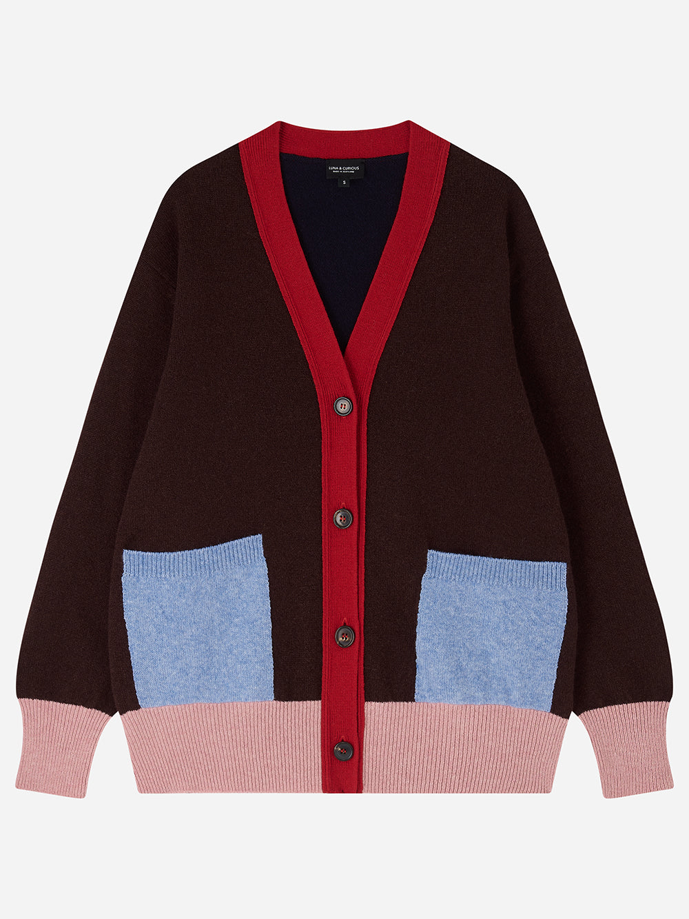 Berry Colour Block Cardigan