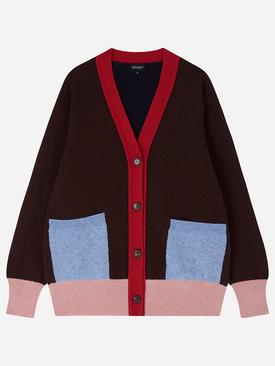 Berry Colour Block Cardigan