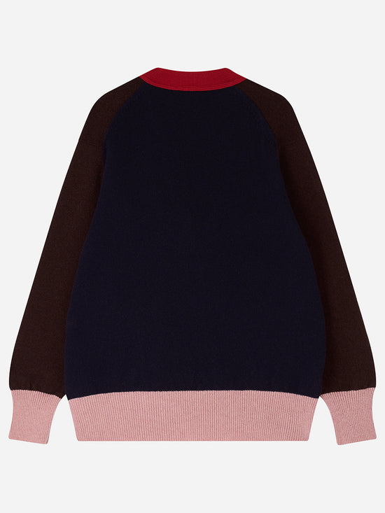 Berry Colour Block Cardigan