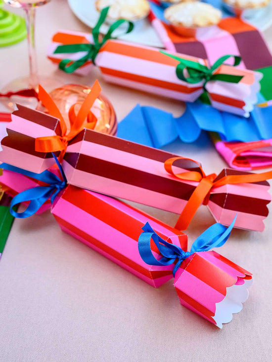 Pink & Maroon Stripe Christmas Crackers