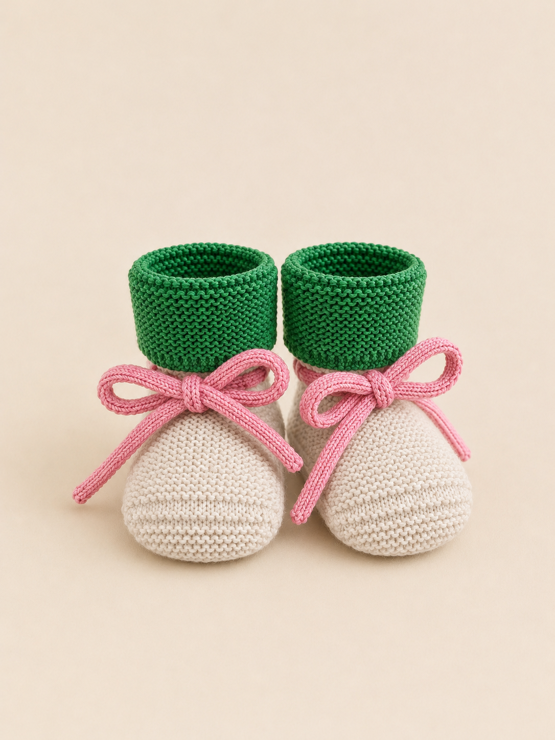Cream & Grass Baby Booties