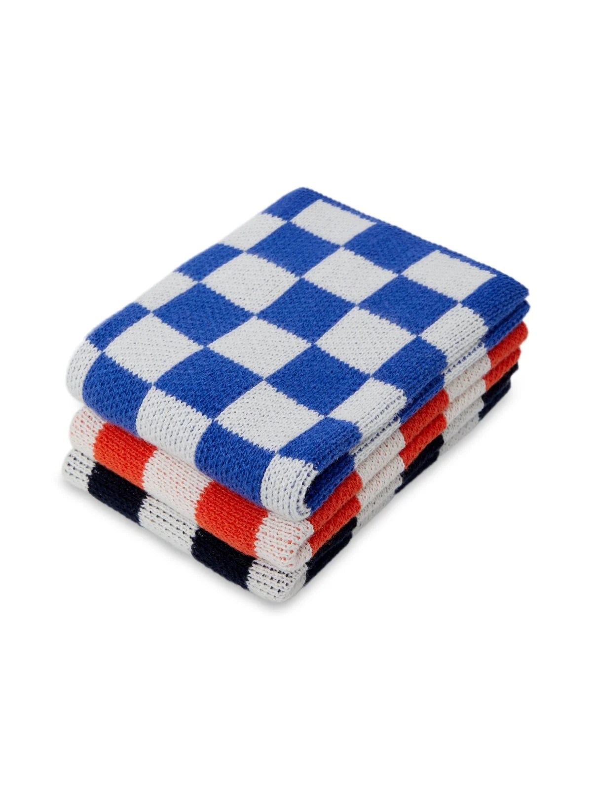 Navy Check Cotton Knit Dishcloths