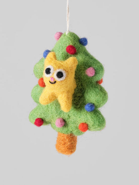 Bobby, Cat in Tree Hanging Felt Ornament