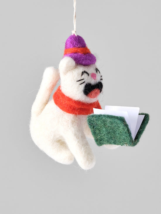 Dickens, Carolling Cat Hanging Felt Ornament
