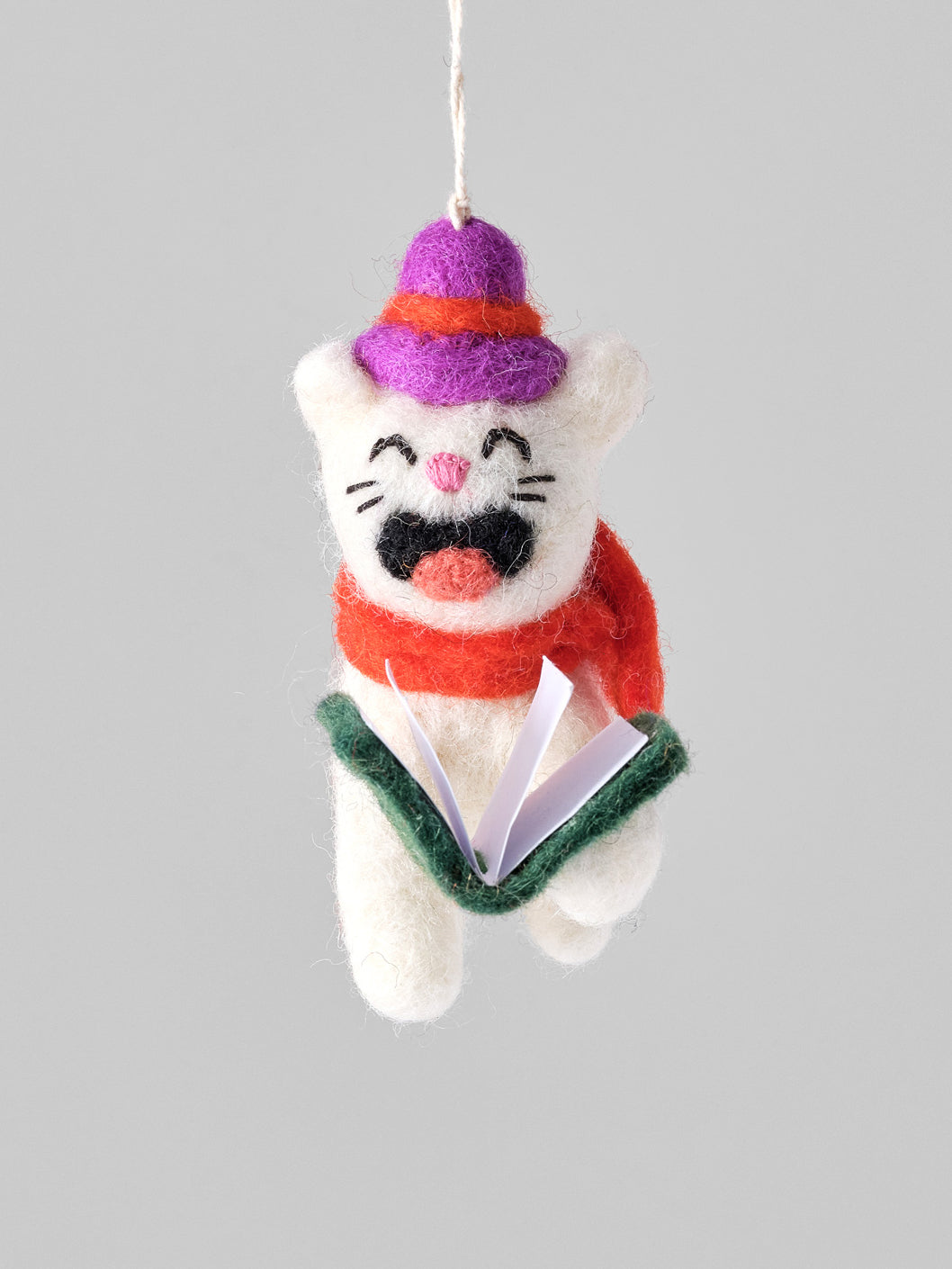 Dickens, Carolling Cat Hanging Felt Ornament