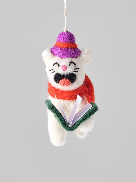 Dickens, Carolling Cat Hanging Felt Ornament