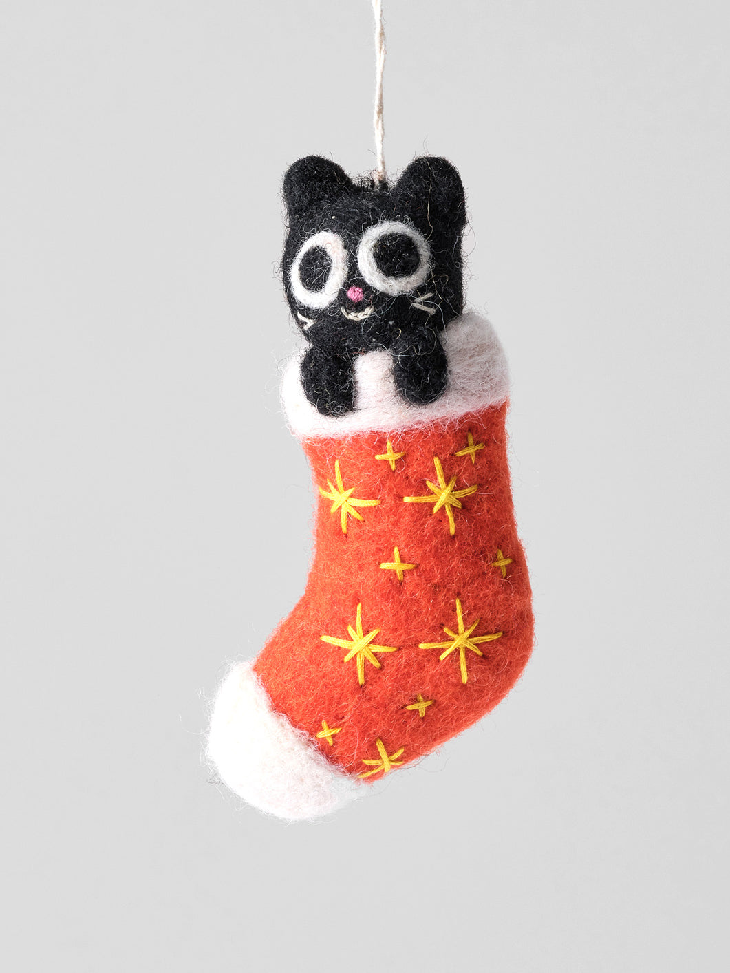 Viv, Cat in Red Stocking Hanging Felt Ornament