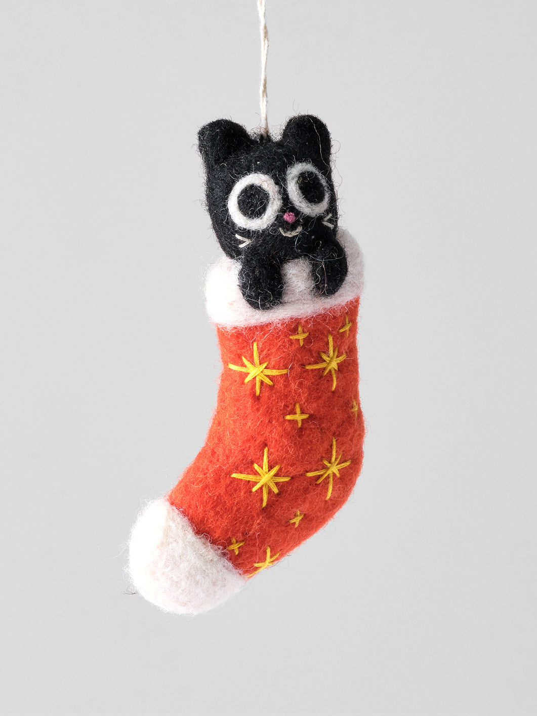 Viv, Cat in Red Stocking Hanging Felt Ornament