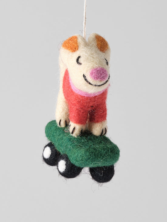 Bert, Skateboarding Dog Hanging Felt Decoration