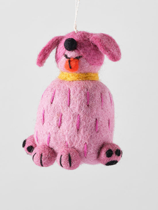 'Tina' Pink Dog Felt Decoration