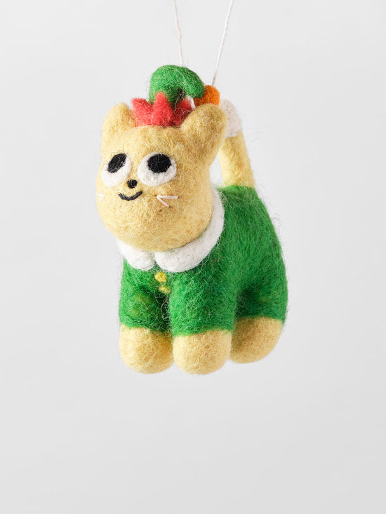 'Buddy' Cat in Elf Felt Decoration