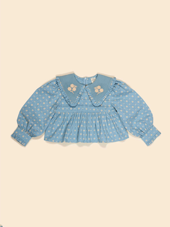 Dionne Blouse - Quilt Calico Blue Pebble