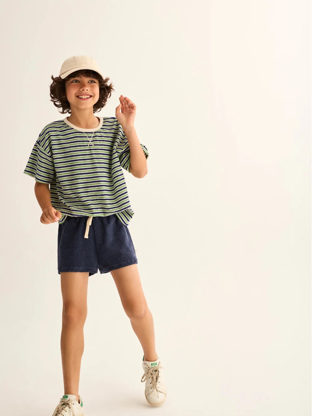 Blue Striped Terry Cloth T-Shirt