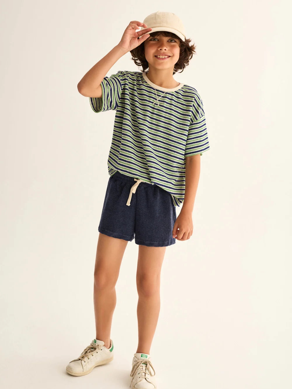 Blue Striped Terry Cloth T-Shirt