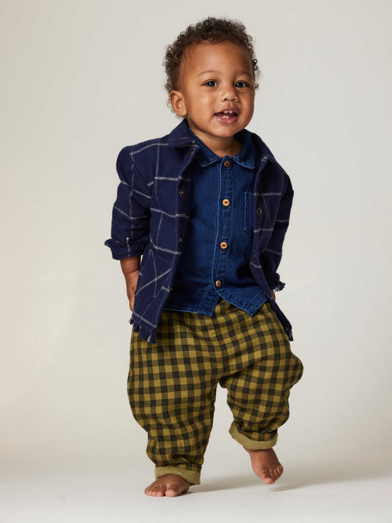 Blue Gingham Baby Trousers