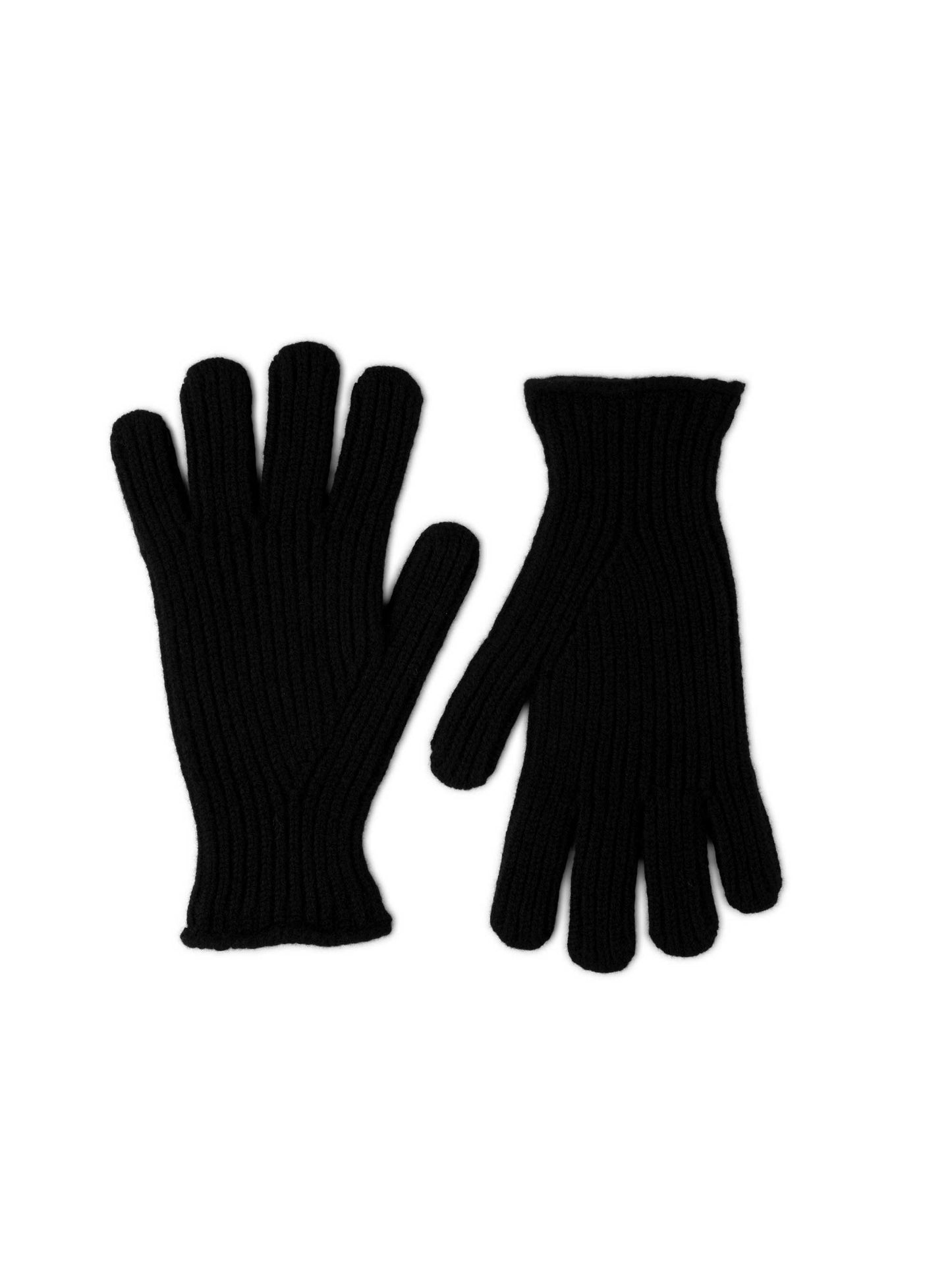 Black Ribbed Wool Gloves