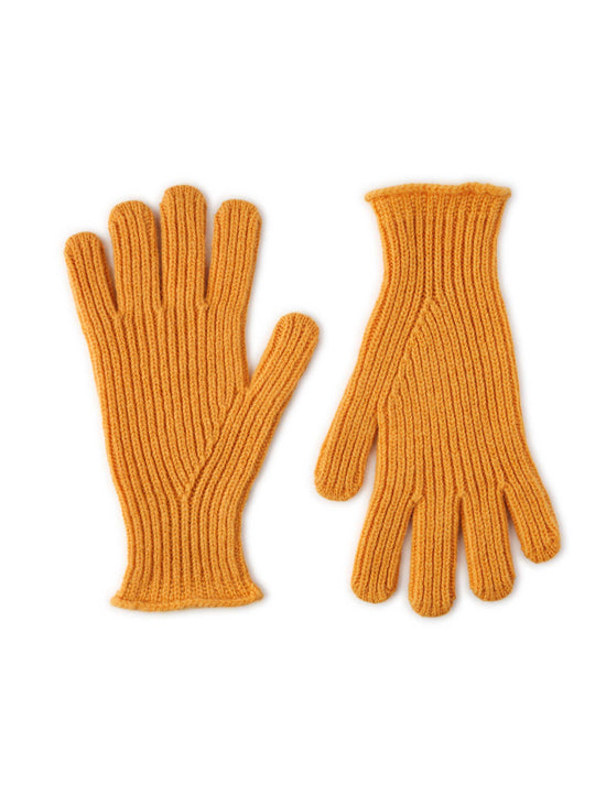 Ochre Ribbed Wool Gloves