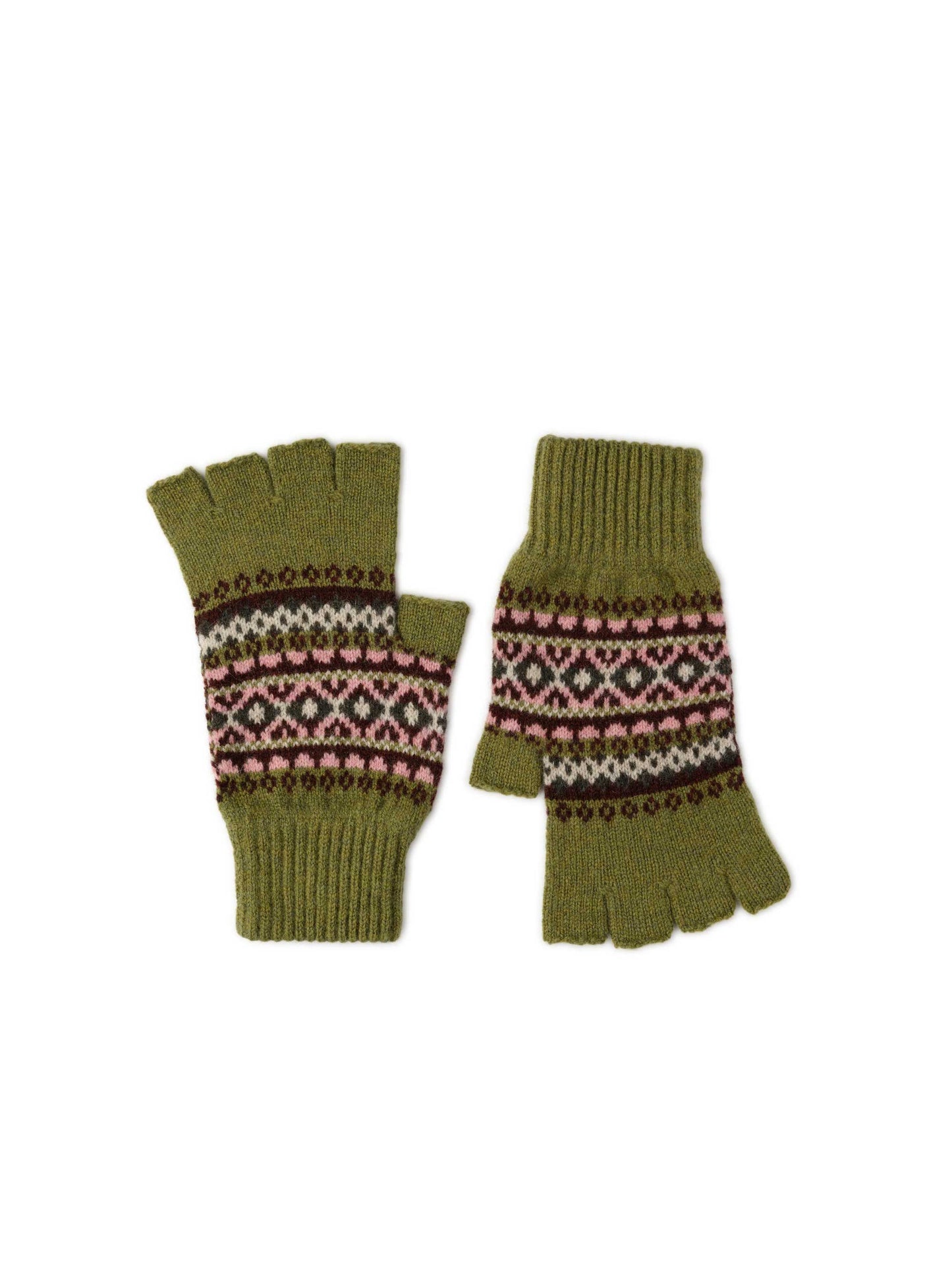 Green Fairisle Fingerless Gloves