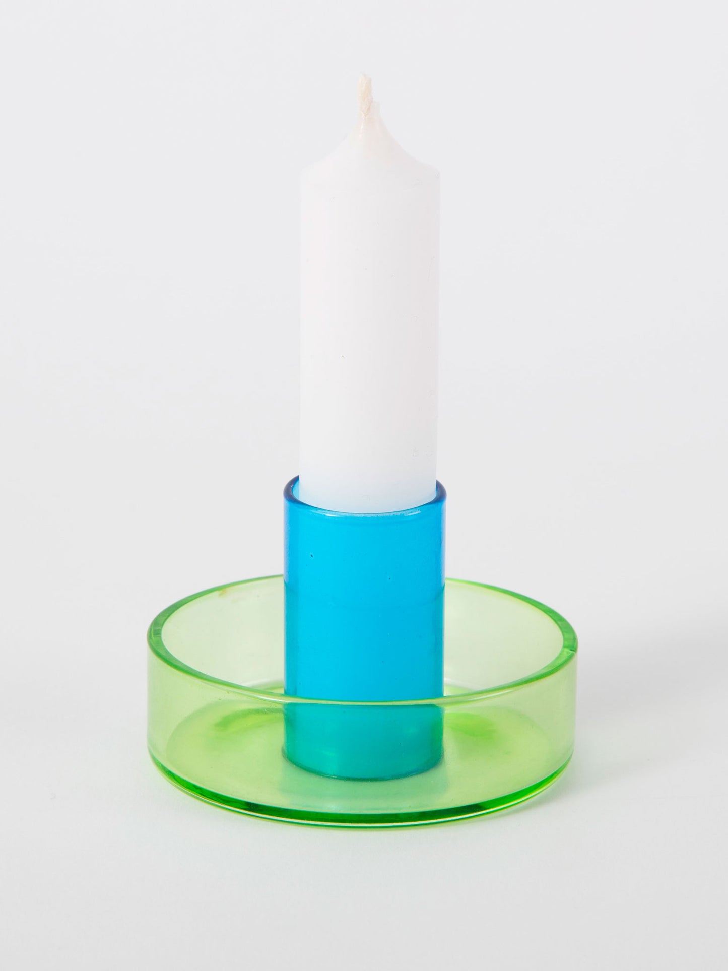 Green & Blue Glass Candle Holder