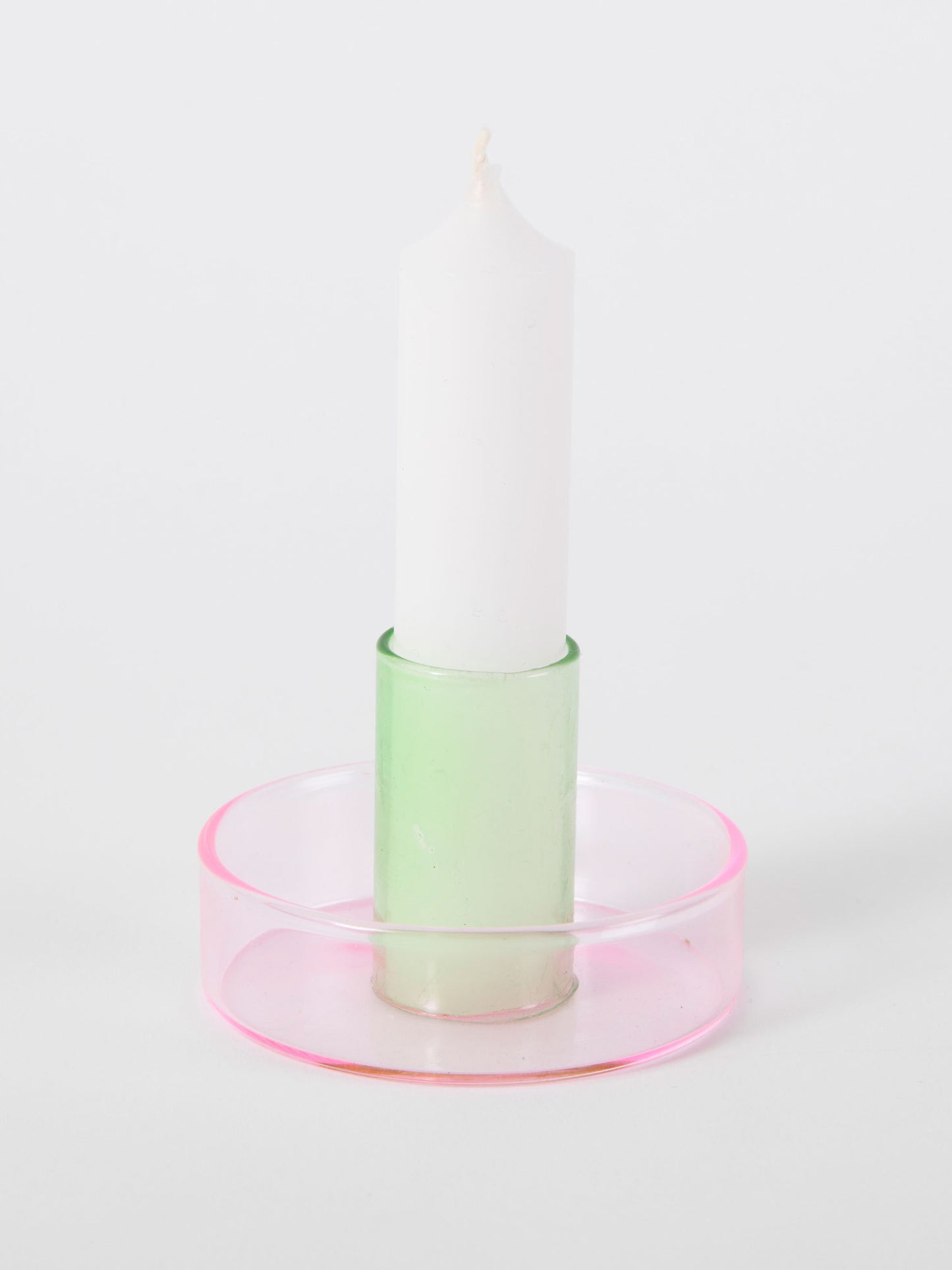 Pink & Green Glass Candle Holder