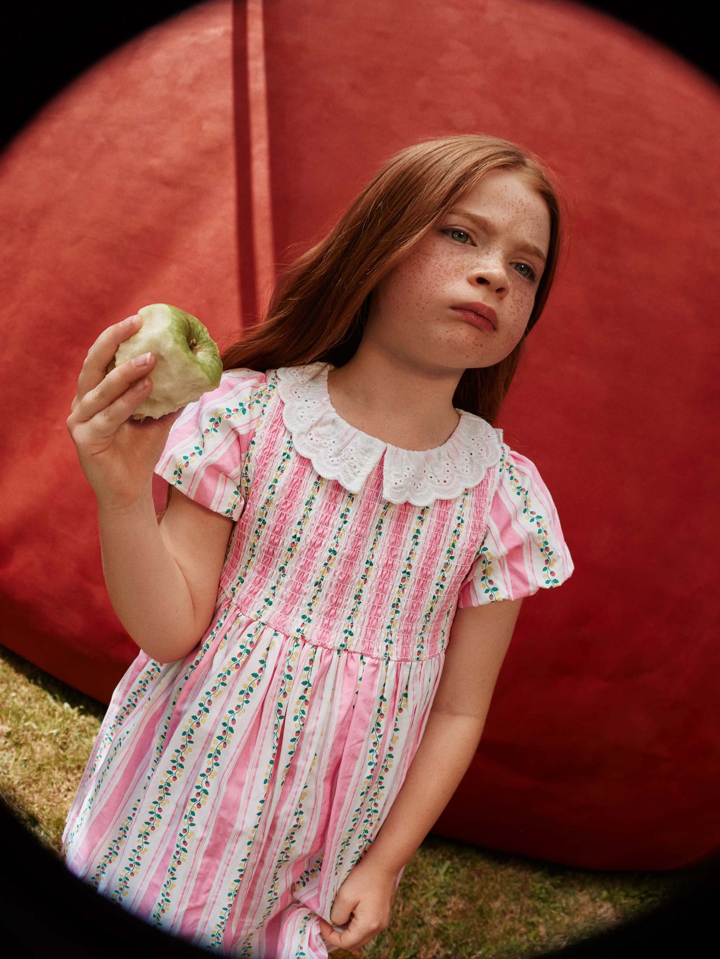 Antique Stripe Strawberry Flo Smocked Dress