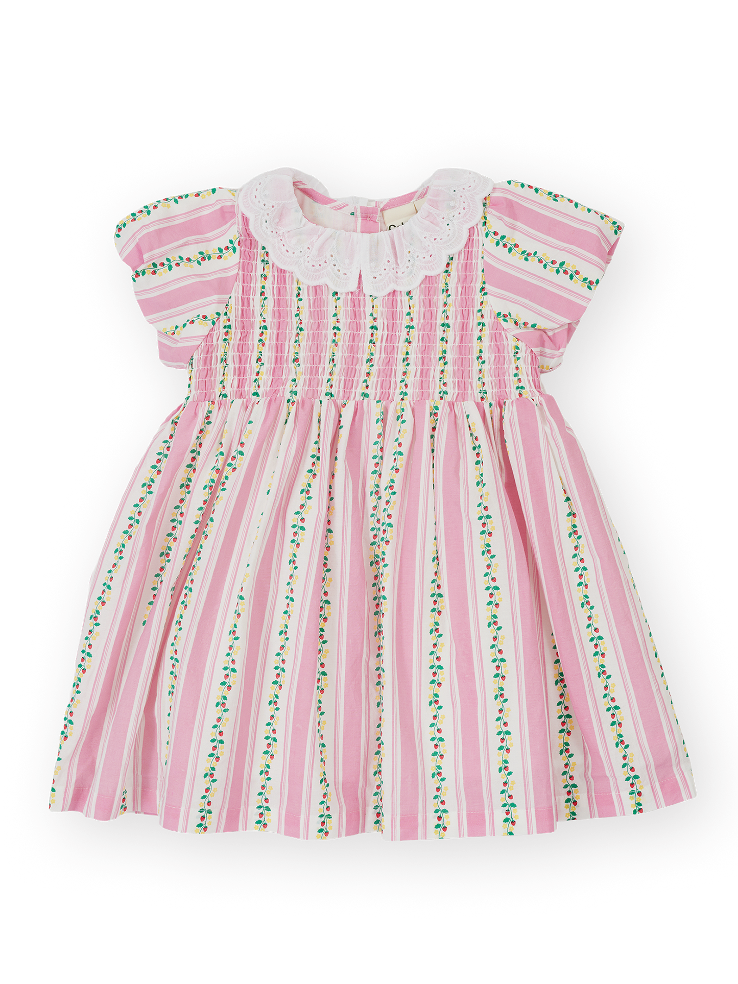 Antique Stripe Strawberry Flo Smocked Dress