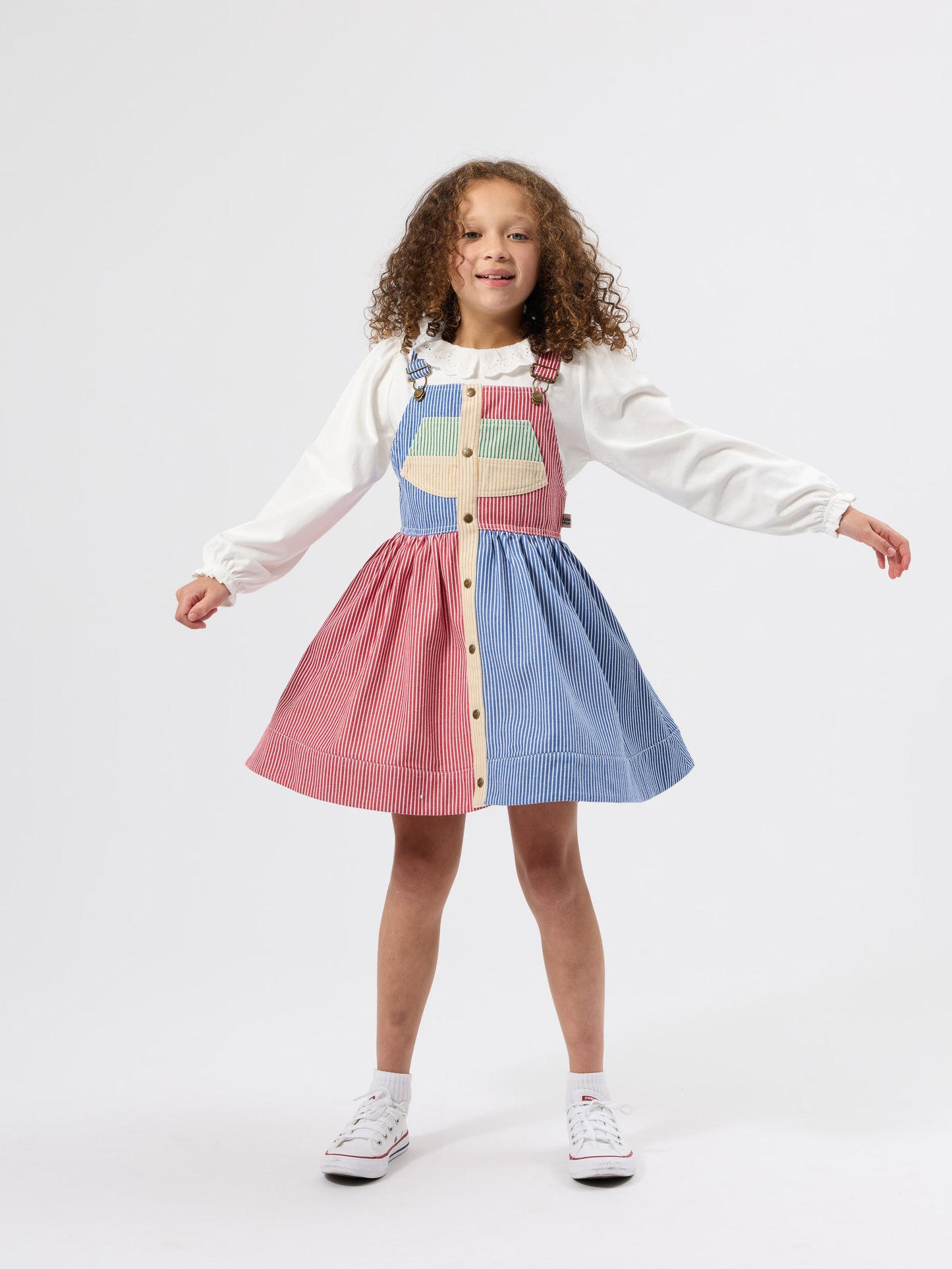 Patchwork Stripe Heidi Pinafore Dress