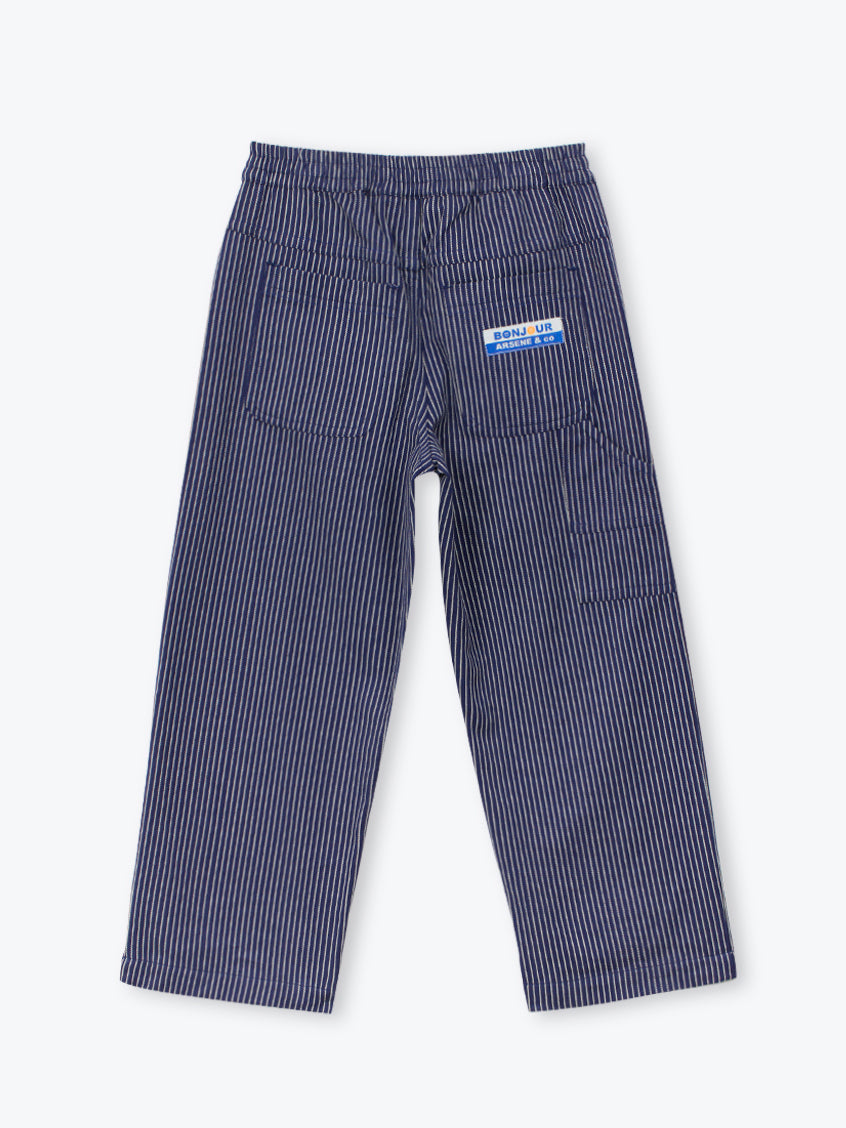 Navy Striped Kids Trousers