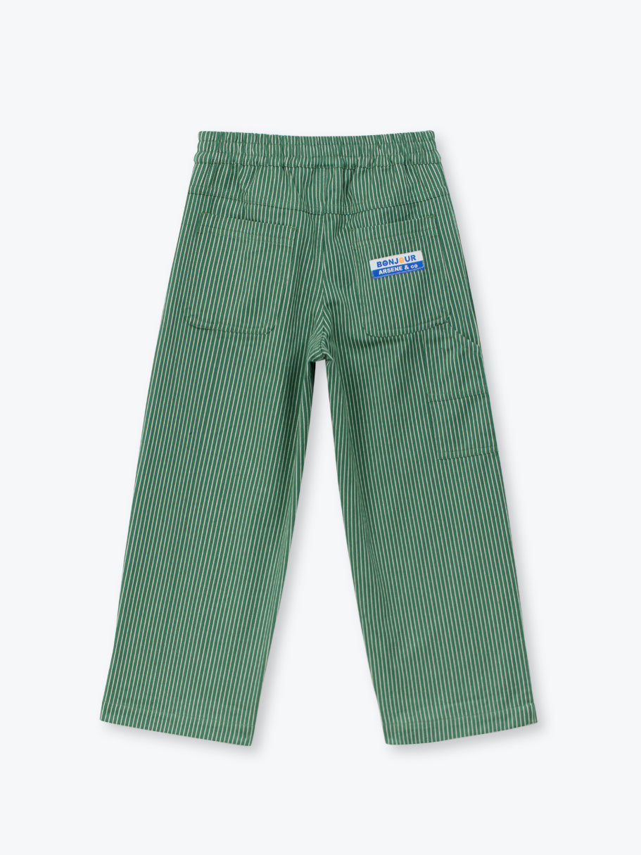 Green Striped Kids Trousers