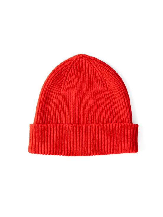 Scarlet Ribbed Wool Hat