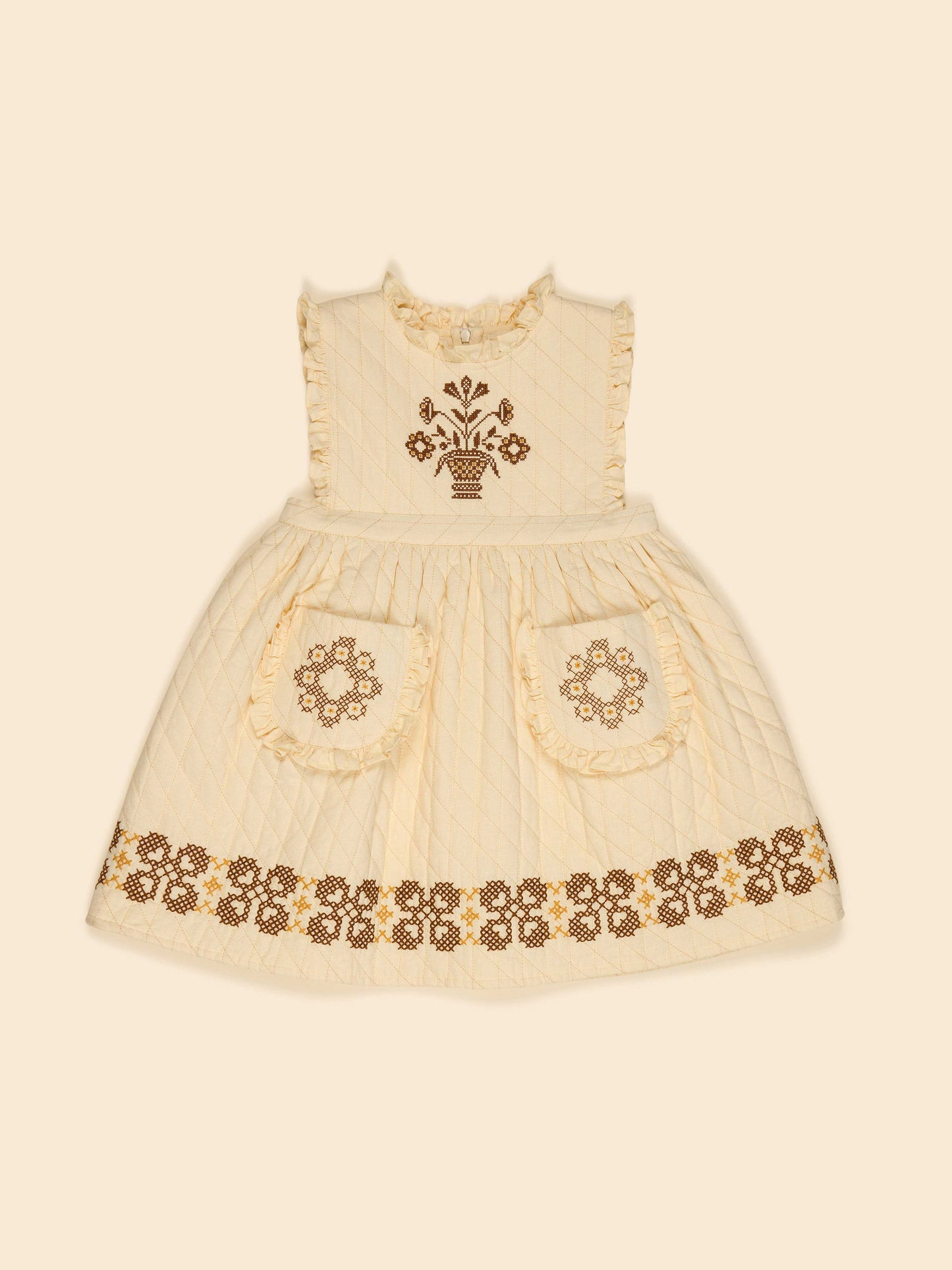 Cream Ida Quilted Dress