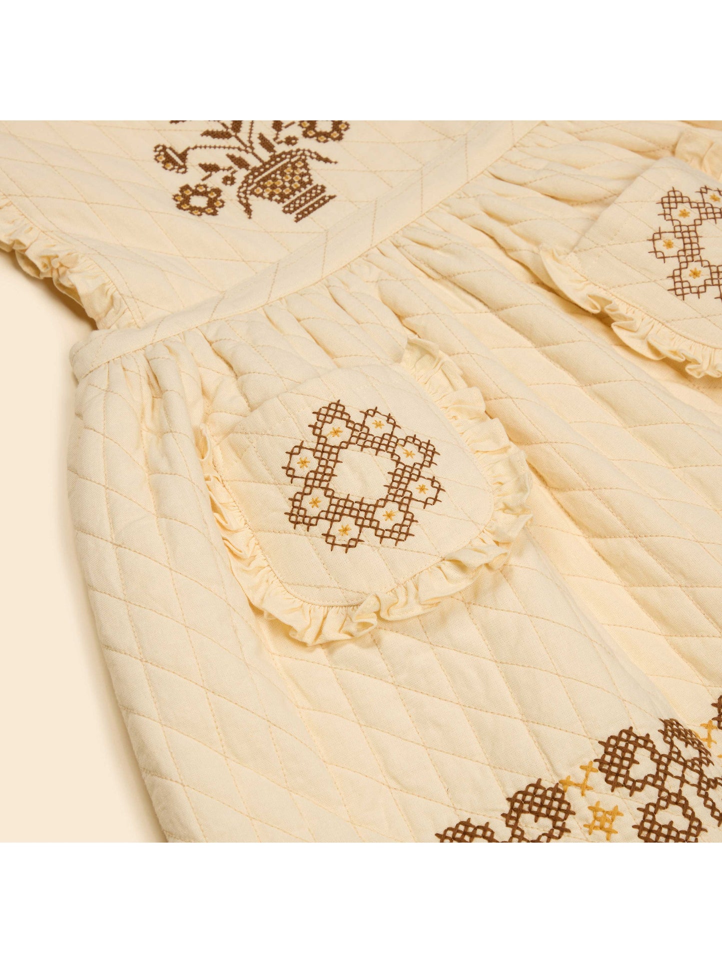 Cream Ida Quilted Dress