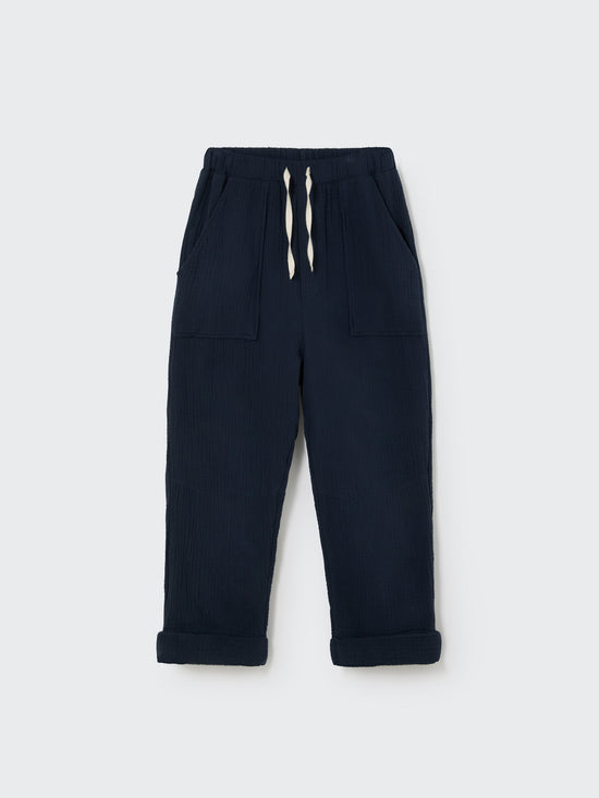 Navy Soft Gauze Kids Trousers