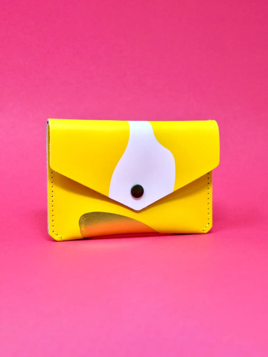 Yellow Abstract Leather Purse