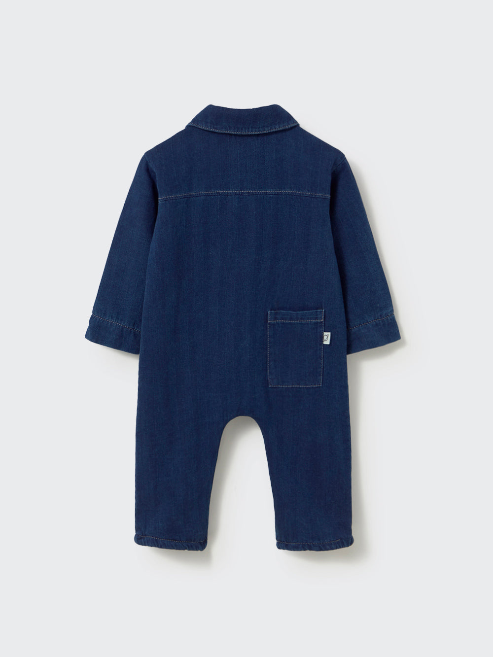 Navy Herringbone Denim Baby Jumpsuit