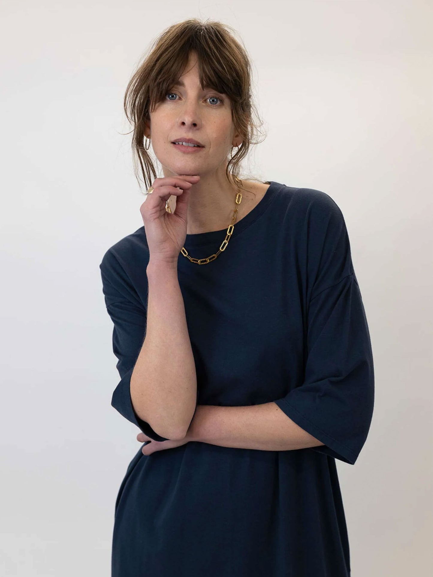 Megan Oversized Navy Midi Dress