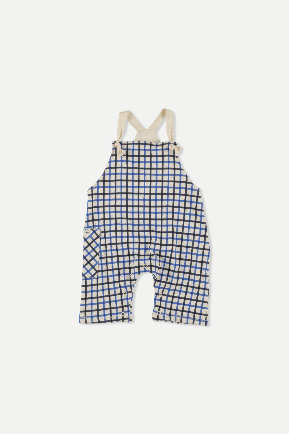 Navy Check Crepe Baby Overalls