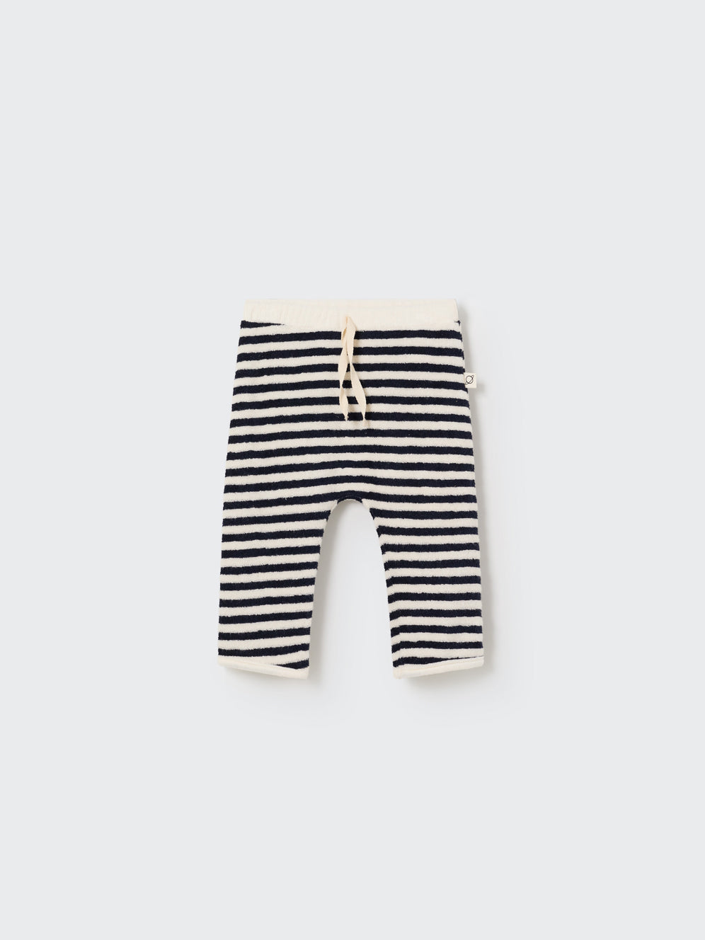 Navy Striped Towelling Baby Pants