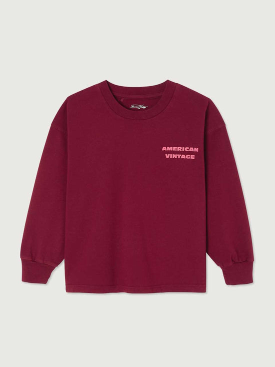 Vintage Burgundy Fizvalley Kids Long Sleeve T-Shirt