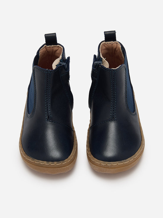 Navy Leather Kids Chelsea Boot