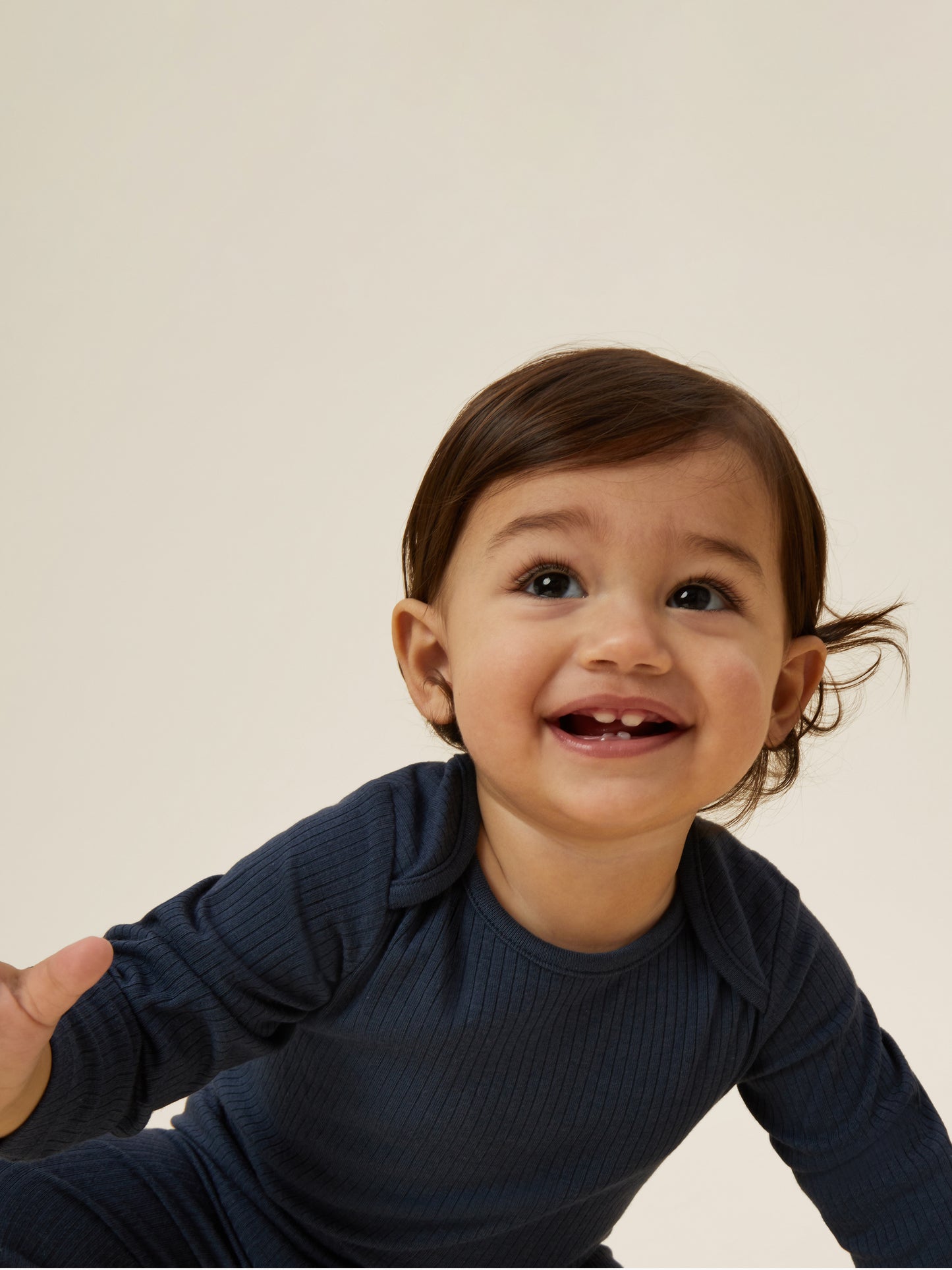 Navy Ribbed Long Sleeve Bodysuit