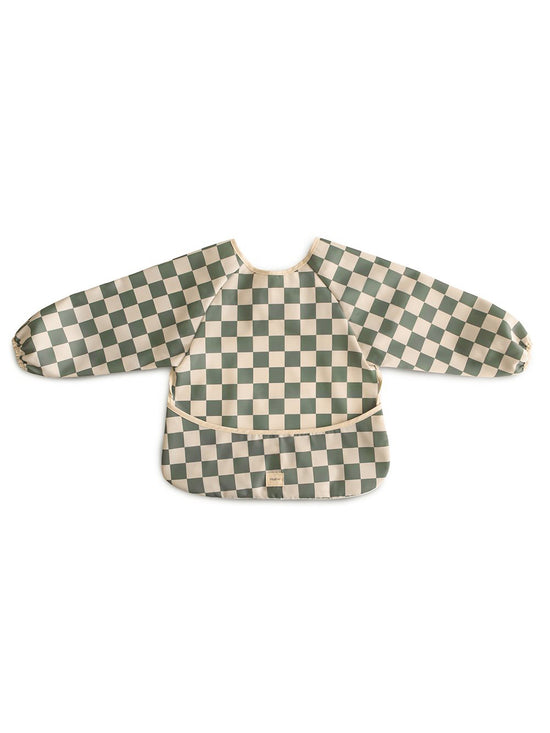 Olive Check Long Sleeve Bib